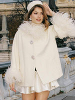 Elegant Feather Collar Cape Coats for Women 6
